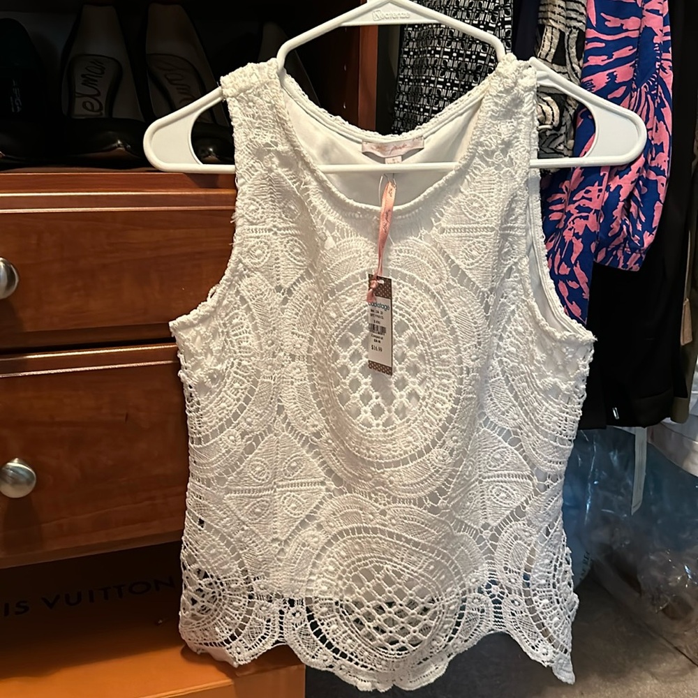 White Sleeveless Top- Small